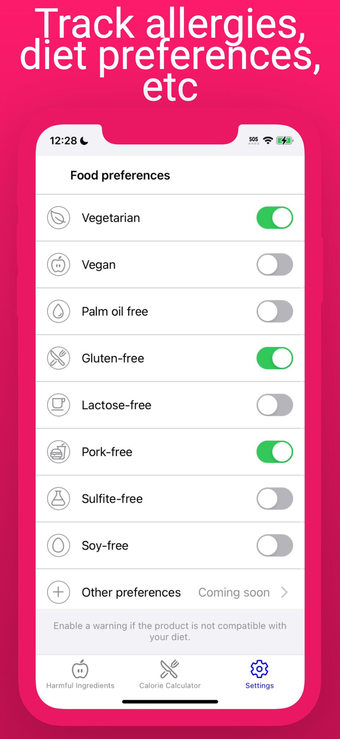 diet preferences, vegan, soy free, pork free, vegetarian, seel oil free, soy, allergens